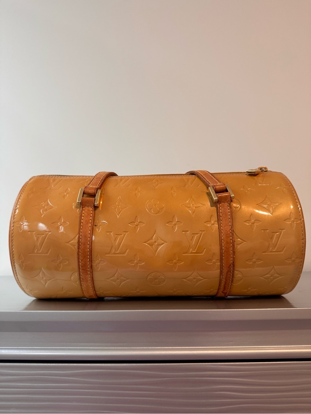 Louis Vuitton Vernis Patent Monogram Mini Papillon Bag in Honey